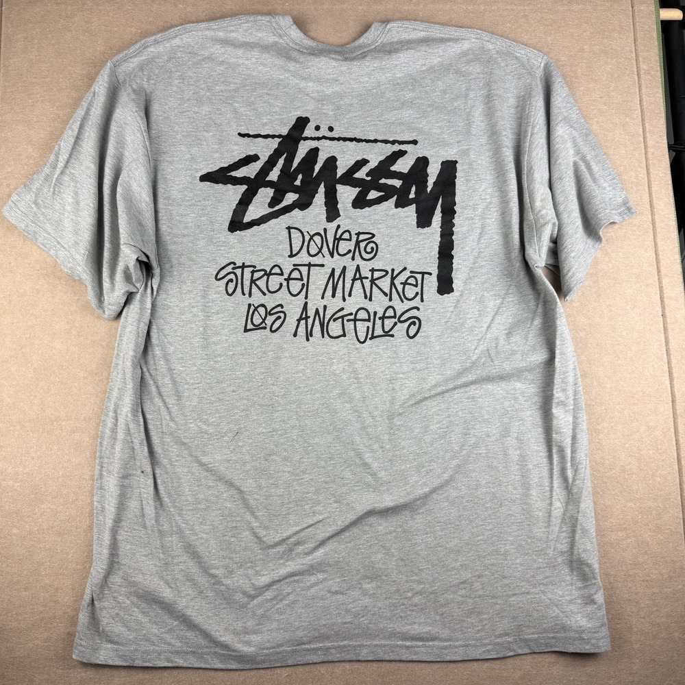 Stussy Dover Street Market LA Shirt Mens 2XL Gray Streetwear Logo Graphic